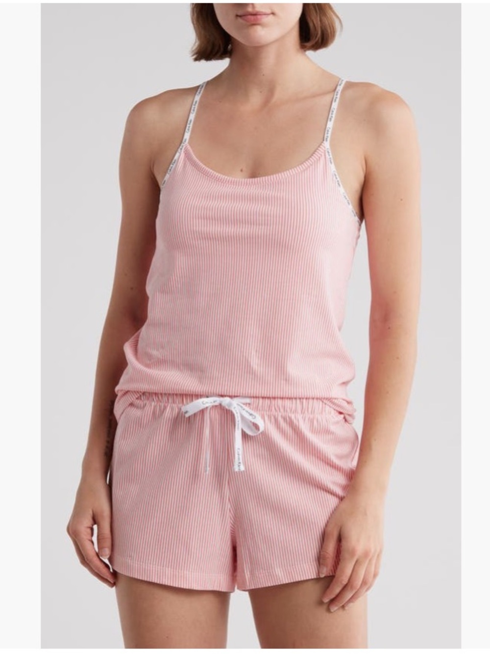 Calvin Klein Pink Ribbed Cami & Shorts Pajama Set